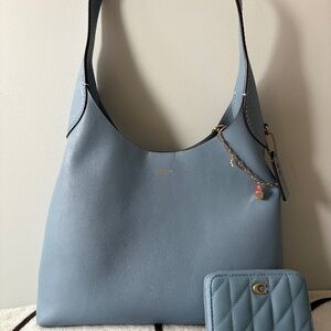 Coach Brooklyn Shoulder Bag 28 and Essential Small Zip Around Card Case Bluebell